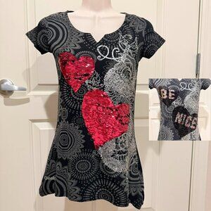 LN Desigual Girl's Cotton Tunic, Reversible Sequins, sz 11/12